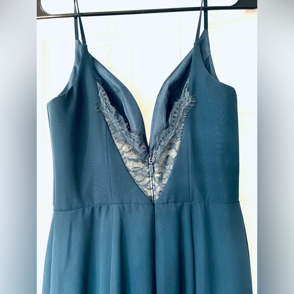 Azazie Navy Blue Spaghetti-Strap Maxi Dress - Picture 3 of 6